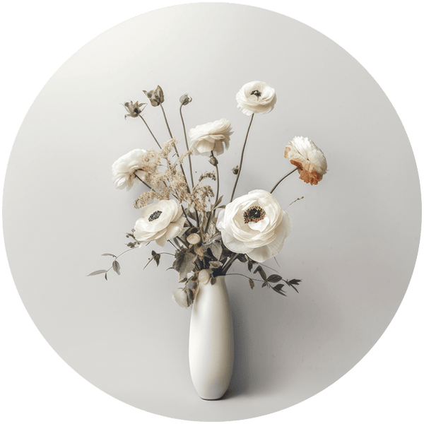 Minimalistic Flowers White RND