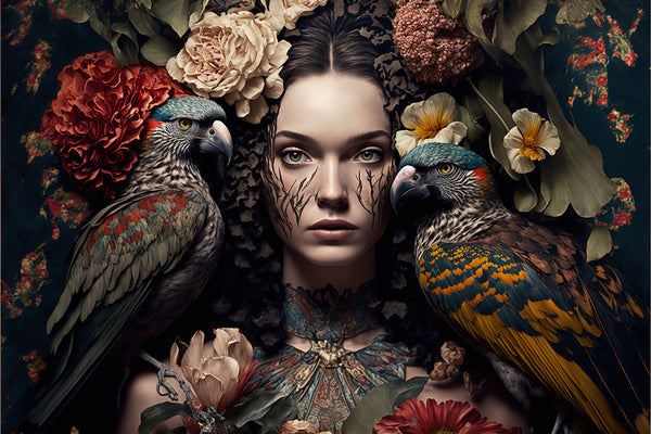 Woman with Parrots LS