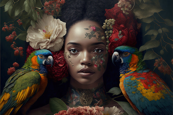 Woman with Parrots #2 LS